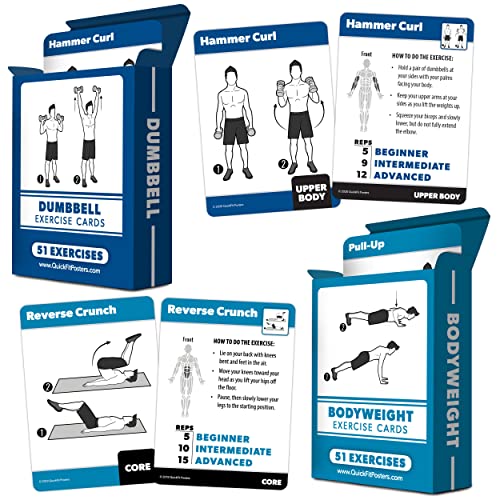 2 Pack Bodyweight & Dumbbell Workout Cards – 100+ Exercises