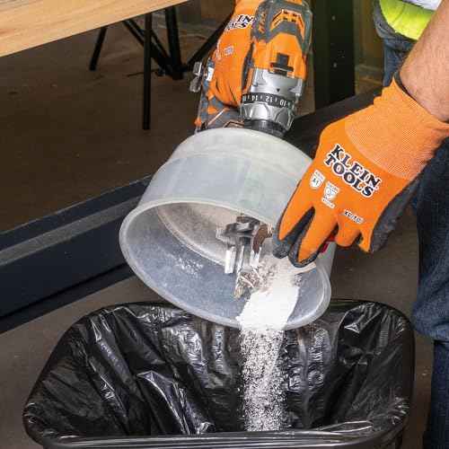Klein Tools 31101 Collapsible Hole Saw Dust Bowl, Ideal for Overhead Can and Recessed Lighting, Fits Hole Saws up to 6-3/8-Inch, Arbors up to 1/2-Inch