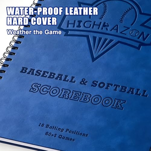 Premium Baseball Softball Scorebook - Blue, 65 Games, Hard Cover