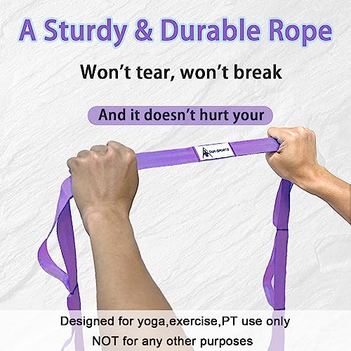 Yoga Stretching Strap with 10 Loops - Purple, 75 Inches