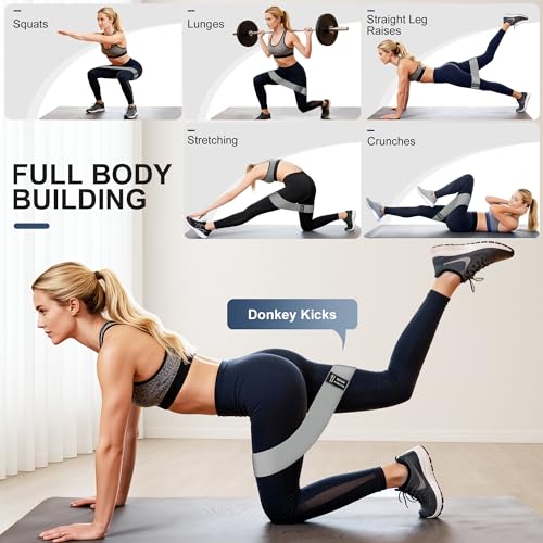 Fabric Resistance Bands for Home Workout - 3-Level Grey Booty Bands