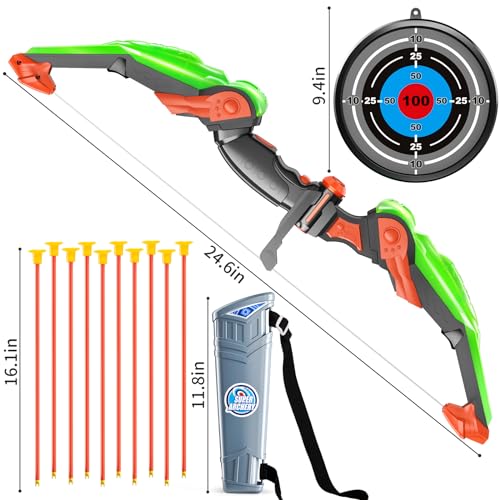 Kids Bow and Arrow Set - LED Light-Up Archery Toy with Target