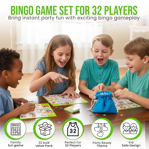 32-Player Birthday Bingo and Pin the Candles Party Game Set