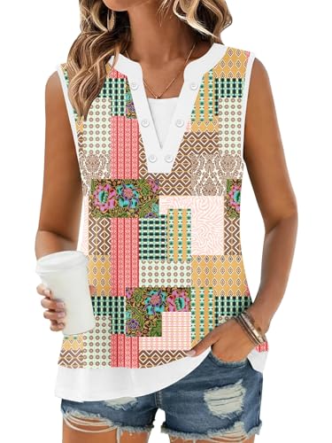 Women's V-Neck Sleeveless Tank Top - Loose Fit Summer Tunic