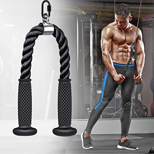 Kipika Ergonomic Tricep Rope 28 Black for Cable Machine & Pulley System
