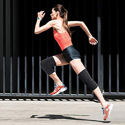 Copper Knee Brace Compression Sleeve Support - 2 Pack Black & Dark Grey Medium