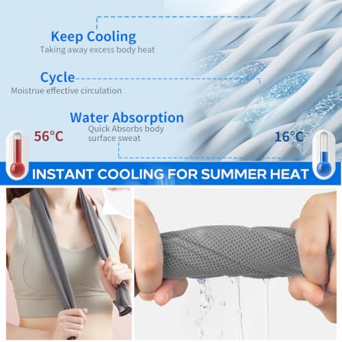 Cooling Towels - 5 Pack, 40" x 12", Chilly Microfiber for Yoga & Sports - Multicolor