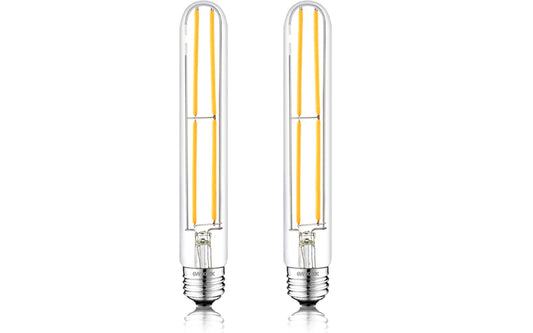 NOVELUX 7.3 Inch 3000K Warm White Edison Bulbs Equal 80 Watt, 800LM E26 Led Bulb 6W Dimmable, T10 T9 Long Tubular Clear Glass Light Bulbfor Vanity Pendant Chandeliers Wall Sconces - UL Cert 2Pack