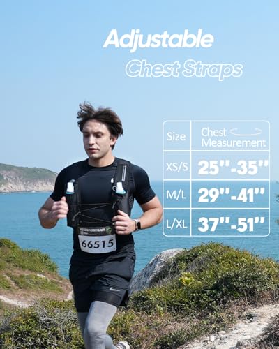 Adjustable Running Hydration Vest for Men & Women - Black, Medium-Large