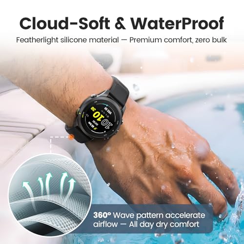 ANCOOL Silicone Sport Watch Band 22mm for Garmin Venu 2/3/4, Forerunner 255/265, Galaxy Watch 46mm, Black/Gray