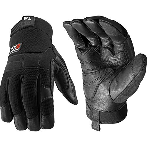 Wells Lamont FX3 Men's HydraHyde Leather Palm Winter Work Gloves, Extra Large (7854XL), Black