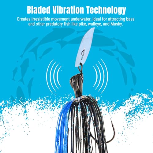 Reaction Tackle Blade & Vibe Fishing Jigs for Bass, Pike, Walleye, Muskie - 3 Pack