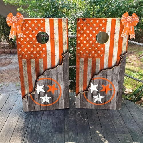 Tennessee Checkerboard Wreath Bow - Orange White T - 2PCS Style C