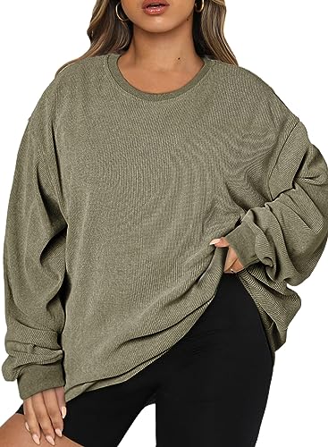 Eytino Women's Plus Size Oversized Crew Neck Sweatshirt 3X Green