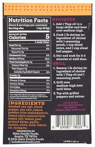 Lemon Pepper Fajita Seasoning Mix - Gluten Free, Vegan, Non-GMO - 7 Servings