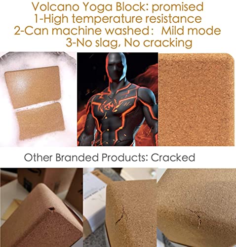 Cork Yoga Blocks 2 Pack - Natural Non-Slip Blocks, 9"x6"x4"