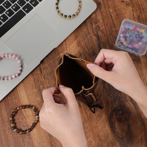 Large Leather Drawstring Pouch - Waterproof Cowhide Organizer