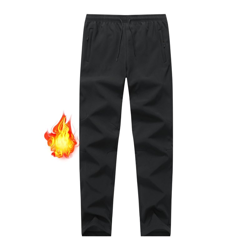 XiaoLongRen Men Fleece Lined Warm Hiking Pants Thermal Winter Ski Sweatpants(MenMenSkiPants33822Black34)
