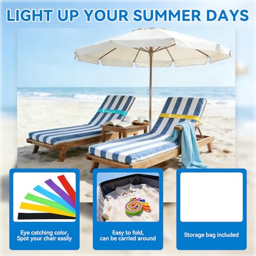 6-Pack Beach Towel Bands - 3 Glow in The Dark & 3 Solid Silicone Clips