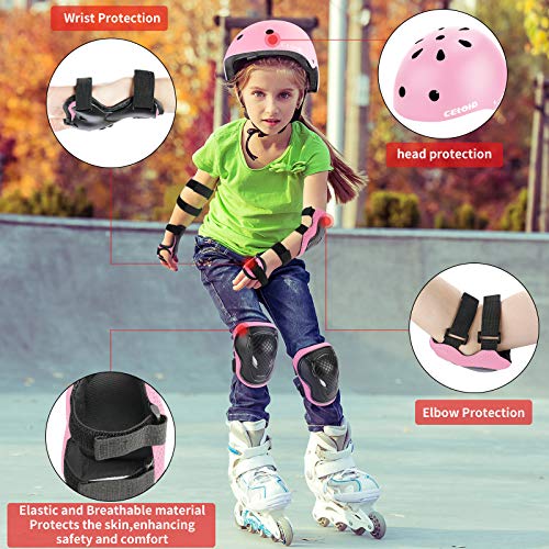 Adjustable Kids Bike Helmet - Multi-Sport Skateboard Helmet M (20.5"-22") Pink