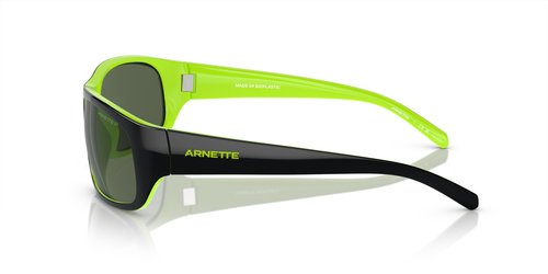Arnette AN4290 Uka-Uka Sunglasses, Top Black/Fluorescent Green/Dark Green Polarized, 63 mm