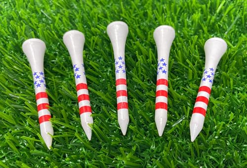 2 1/8” Wooden Golf Tees - USA Stars & Stripes Design - 80 Count