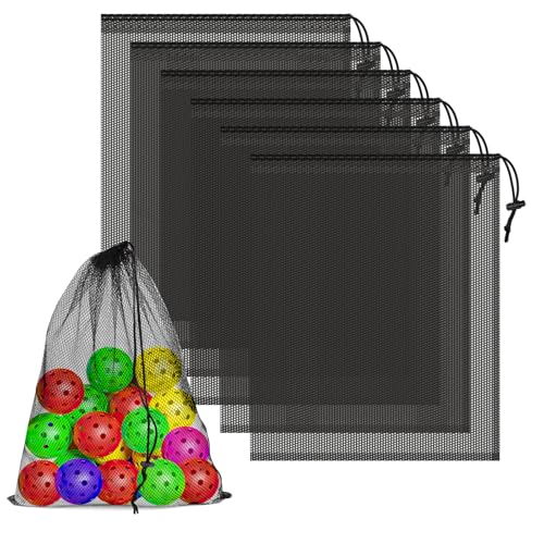 6 Pack Mesh Drawstring Bags - Quick-Dry & Lightweight 14x17