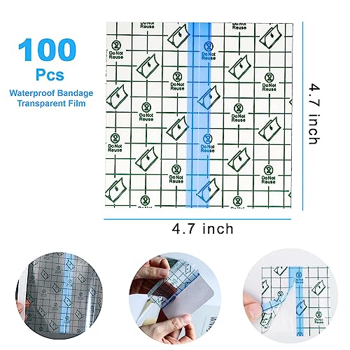 Waterproof Adhesive Bandages - 100 Sheets, 2 x 2 Inch Tattoo Protector