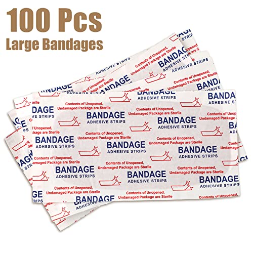 Sinmoe Brown Large 2x4 Inch Adhesive Bandages 100 Pcs, Breathable Fabric