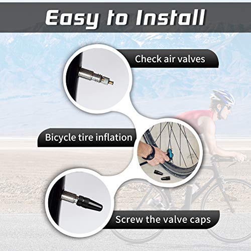 Aluminum Presta Valve Stem Caps for Road & MTB Bikes - Black (4 Pack)