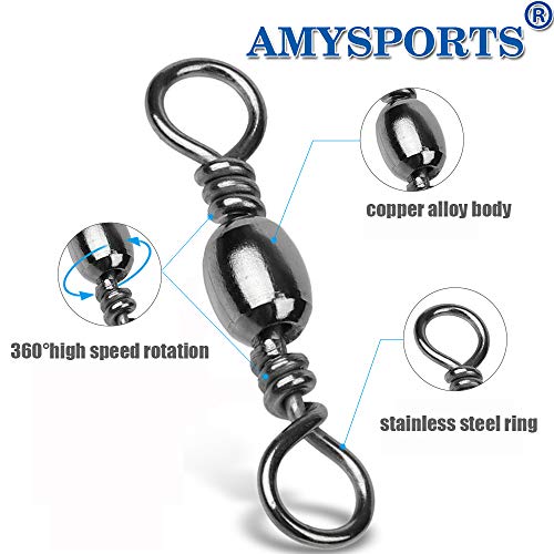 High Strength Fishing Swivels - Stainless Steel, Size 7, 50 pcs