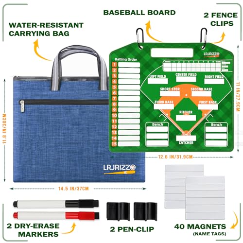 Magnetic Baseball Lineup Board with 40 Sheets - Green