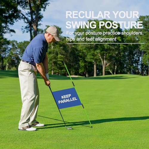 Golf Alignment Sticks 2 Pack - 48" Collapsible Training Aids - Green