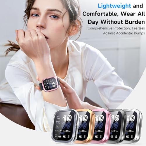 Amazfit Bip 6 Screen Protector Case - 4 Pack, Clear/Black/Silver