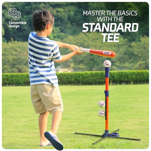 Adjustable T-Ball Set for Kids - Baseball Batting Tee with Soft Balls