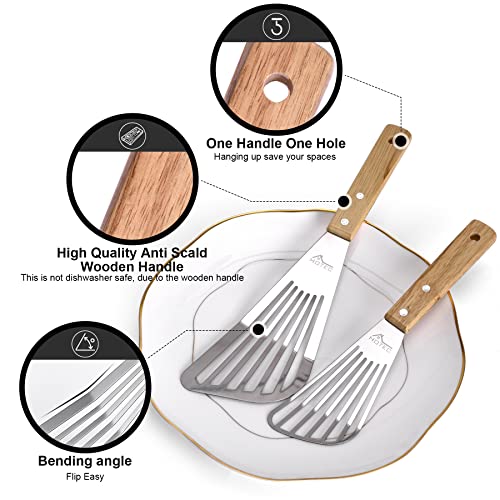 Stainless Steel Wooden Handle Fish Spatula Set - Little & Large