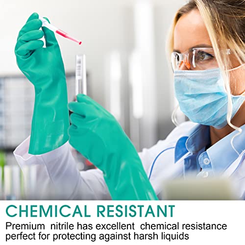 10 Pairs Chemical Resistant Gloves Heavy Duty Thick Nitrile Gloves Bulk for Cleaning, Resist Household Acid, Alkali and Oil (X-Large)
