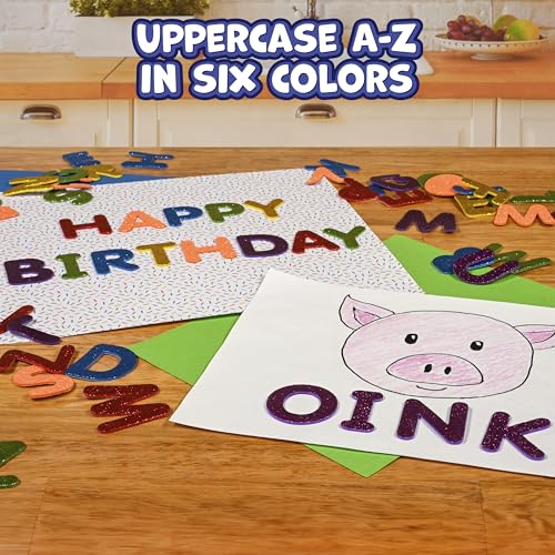 Glitter Foam Alphabet Stickers - Pack of 156 Self-Adhesive Letters