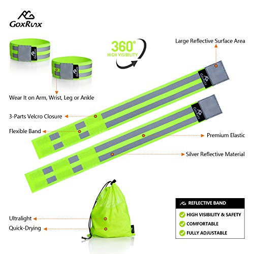 Adjustable Reflective Bands for Night Running - 6 Pack