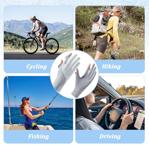 Fingerless Sun Gloves for Women - UV Protection UPF 50+ - Black