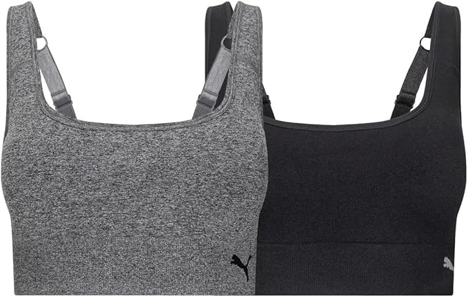 PUMA Women's Seamless Sports Bra 2-Pack - Lightweight, Supportive Activewear