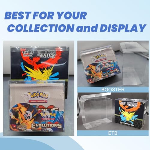 Pokemon Booster Box Case - 5 Pack Clear Storage Boxes, 0.5mm Thick