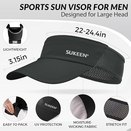 Lightweight Cooling Sun Visor Hat for Men - Black
