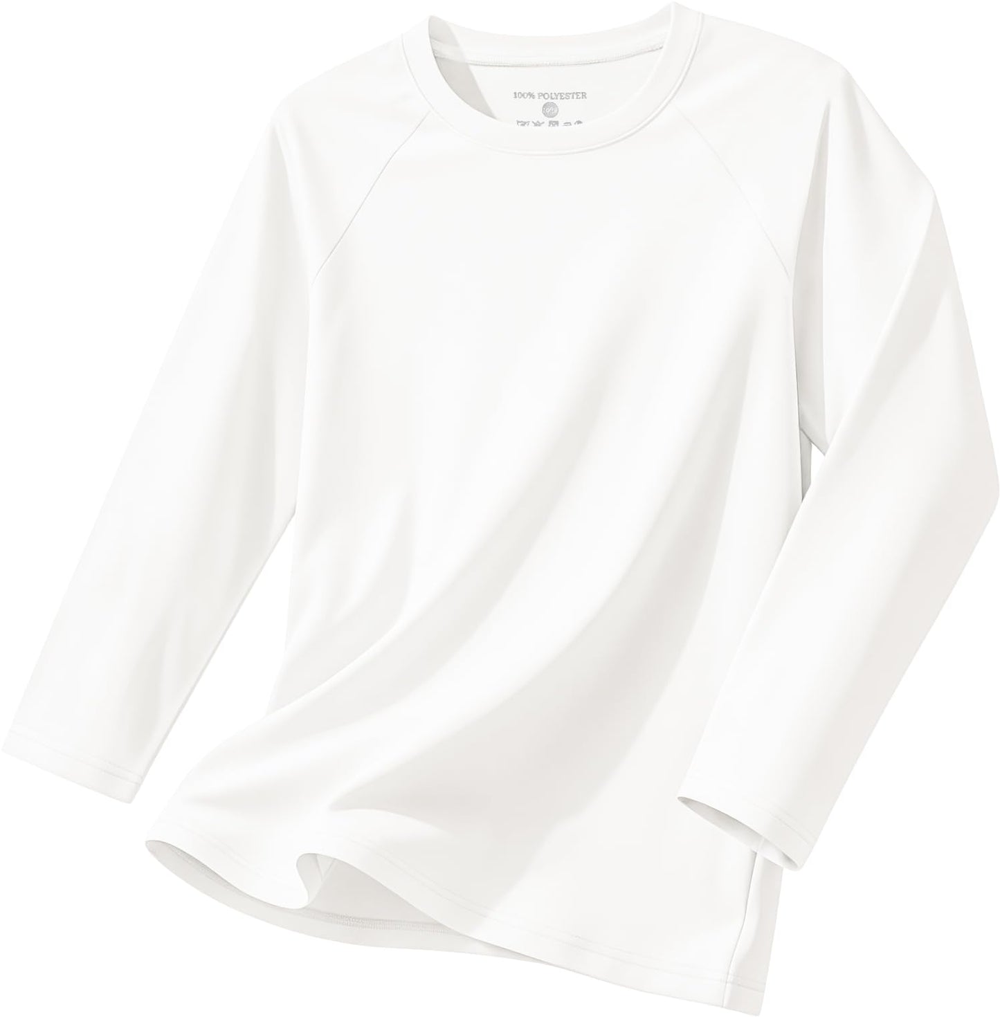 Silenroar Boys Athletic Shirts Long Sleeve, Active T-Shirt Moisture Wicking Crewneck Dry Fit Tee Outdoor Running Tshirt(White,10-12)