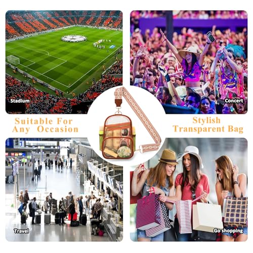 Clear Bag with Water Bottle Holder - Stadium Approved - Brown-C