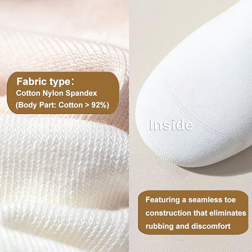 Women's Cotton Low-Cut Ankle Socks 7 Pairs White Size 6-9 RICOTNSOCS