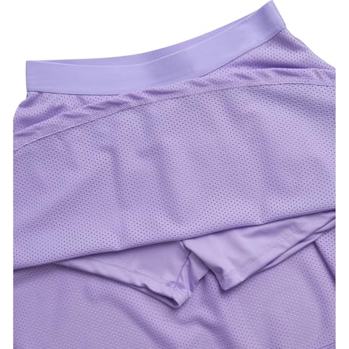 RBX Girls 2-Pack Mesh Skorts for Active Play, Elastic Waistband, Lilac Breeze/Black, Sizes 14-16