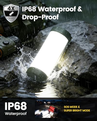 Glocusent 106 LED Camping Lantern - Rechargeable 5000mAh, Waterproof, Emergency Light, Green