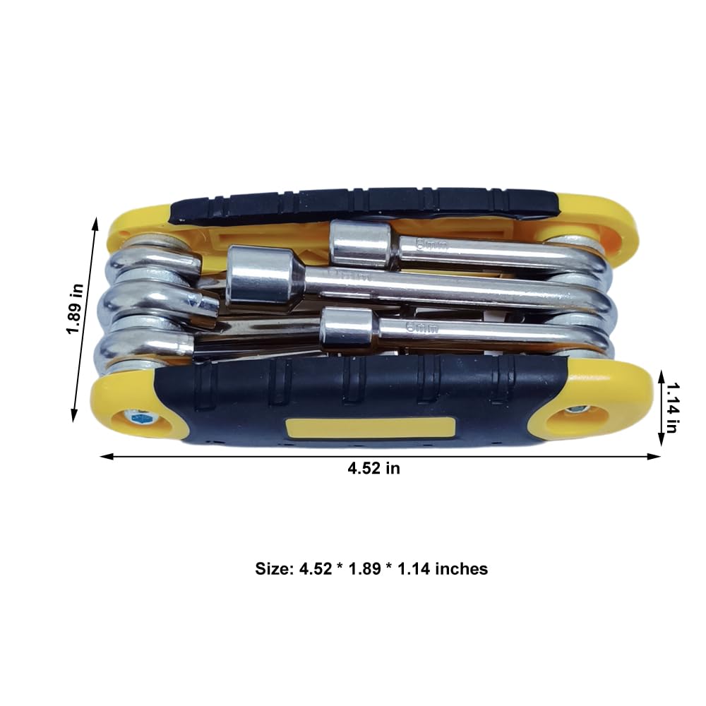 PANSHIYON Folding Nut Driver,6 in 1 Portable Hex Nut Driver Set Metric,5mm 6mm 8mm 9mm 10mm 12mm Socket Wrench for Repair