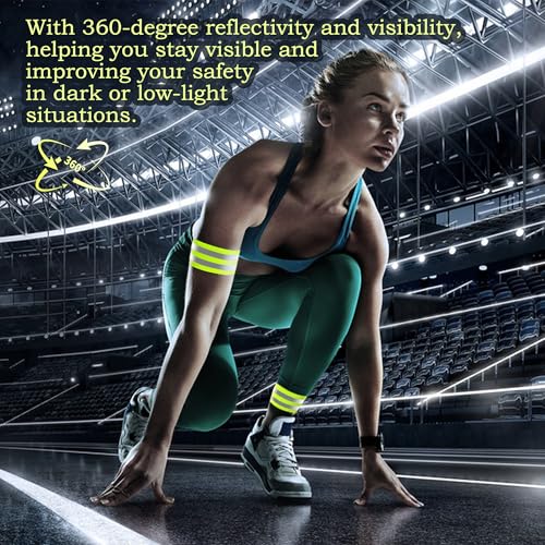 4-Pack Reflective Running Gear Straps - Adjustable High Visibility Bands